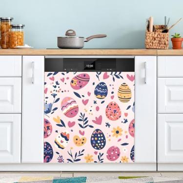 Imagem de ATTX Capa magnética para lava-louças ovos coloridos de Páscoa, 58,4 cm C x 66 cm A, decoração da capa da máquina de lavar louça, decalques de armário doméstico e eletrodomésticos adesivos #84