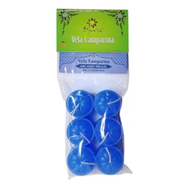 Imagem de Vela Lamparina Especial Djovia Azul Arcanjo Miguel - Paz E Harmonia 6 Unidades