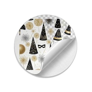 Imagem de Kit 25 Unidades Autocolantes Adesivos Redondos Ano Novo e Carnaval Coloridos - Tamanho 30x30cm