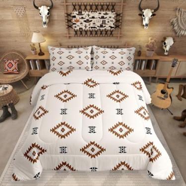 Imagem de Conjunto de edredom sudoeste, geométrico, asteca, tamanho casal, boêmio, para crianças, mulheres, homens e adultos, geométrico, boêmio, decoração de quarto