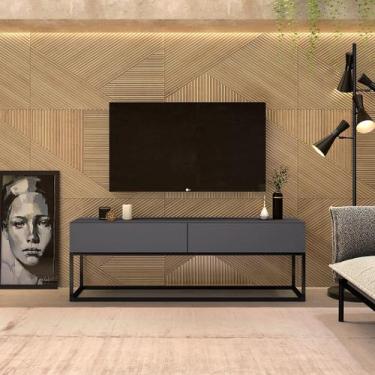 Imagem de Rack Eros Estilo Industrial 140cm Sala Estar Cinza/Preto - LCN Moveis