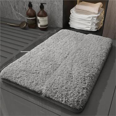 Imagem de Tapete de banheiro, tapete de banho ultra macio e absorvente de água, tapete de porta doméstico, tapete antiderrapante, para piso/banheira de banheiro(Gray,60x90cm)