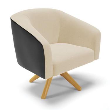 Imagem de Poltrona Decorativa Giratória MA30 Stella Preto/Linho Areia D03 - D'Ro