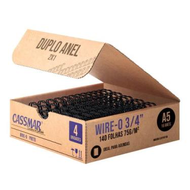 Imagem de Wireo para Encadernação 2x1 A5 Preto 3.4 para 140 fls 04un - Cassmar