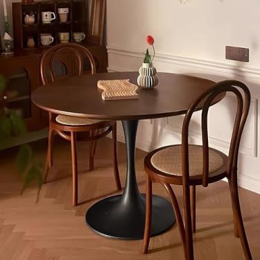 Imagem de Conjunto de mesa de jantar para 2, mesa de jantar de sala de estar, conjunto de mesa de cozinha redonda de madeira, combinação de mesa de recepção e cadeira, com 1 mesa e 2 cadeiras, para sala de