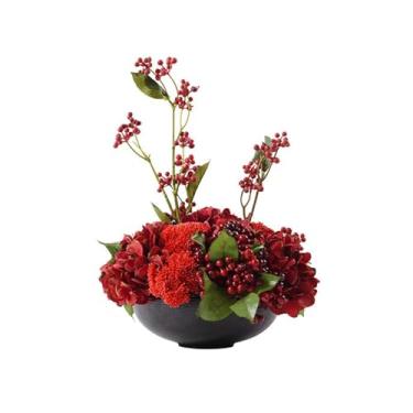 Imagem de VHDY85KA Decorações de flores vermelhas falsas para sala de estar, mesa, arranjo de flores, restaurante chinês, casa, decorações florais simulação casa de fazenda