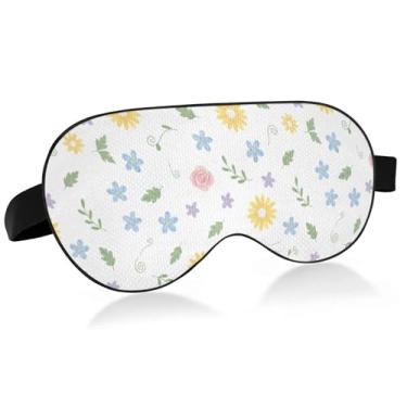 Imagem de Burbuja Máscara de dormir de flores para mulheres e homens, máscara de olhos refrescante para dormir lateral com blackout com alça elástica ajustável para viajar