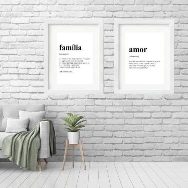 Imagem de Kit 2 Quadros Grandes Amor Família - 60X48Cm