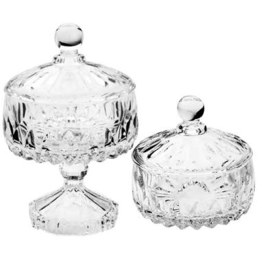 Imagem de Kit Bomboniere POTICHE DECORATIVO CRISTAL C/ PE E TAMPA TRANSPARENTE -