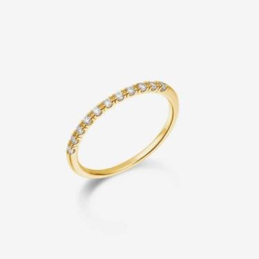 Imagem de Meia Aliança em Ouro Amarelo 18k com Zircônia - Sheju Joias E Alianças