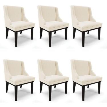 Imagem de Kit 06 Cadeiras De Jantar Liz Base Madeira Preto A19 Bege - DROSSI