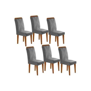 Imagem de Kit 2 Cadeiras De Cozinha Amsterdã 6 Un Capuccino Suede Grafite Rufato