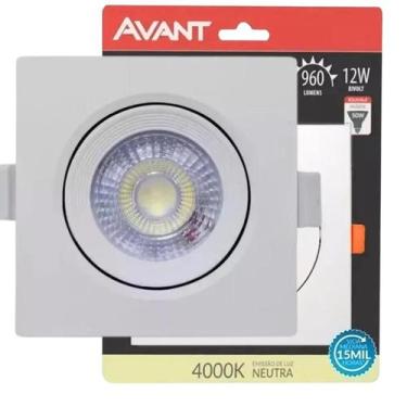 Imagem de Kit 6 Spot Led 12w Quadrado Embutir Gesso Teto Direcionável - AVANT, L