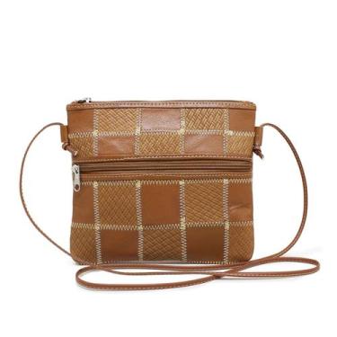 Imagem de Bolsa Feminina a Tiracolo de Retalhos Patchwork - Relicário, Caramelo