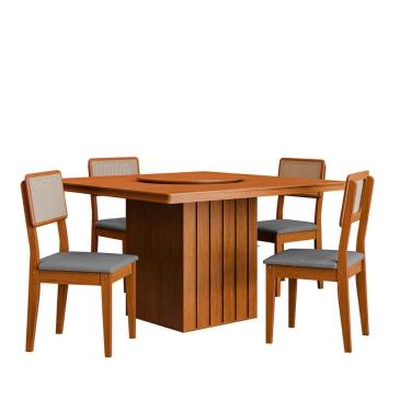 Imagem de Kit Mesa de Jantar Santiago 136 Prato Giratorio e 4 Cadeiras