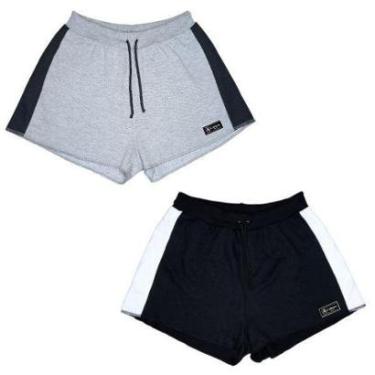 Imagem de Kit 2 Shorts Moletom Feminino Esportivo Sem Bolso Básico Treino Academia-Feminino