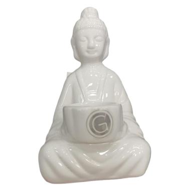 Imagem de Porta Vela em Cerâmica Buda 12,5x20cm