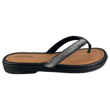 Imagem de Chinelo de Dedo Feminina Mississipi Tiras com Brilho Cor:PretoTamanho: