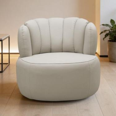 Imagem de Poltrona Giratória Orgânica Para Sala Living Oceane L06 Couro Cinza Cl