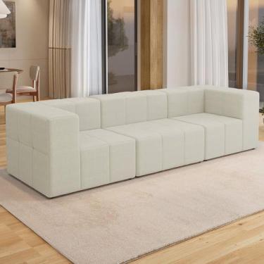 Imagem de Sofá 3 Lugares Para Sala Living Modular 264cm Lancaster F04 Linho Cru 