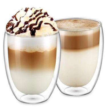 Imagem de Kit 2 Copo Duo De Vidro Camada Dupla Parede Chá Café 300ml - Imp