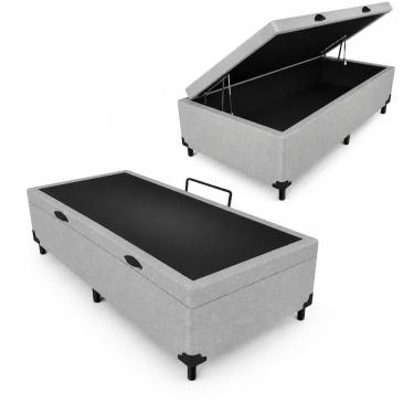 Imagem de Box Baú Max Ultra 88CM Solteiro Linho com Estrutura em MDF Cinza Maxispuma 88CM