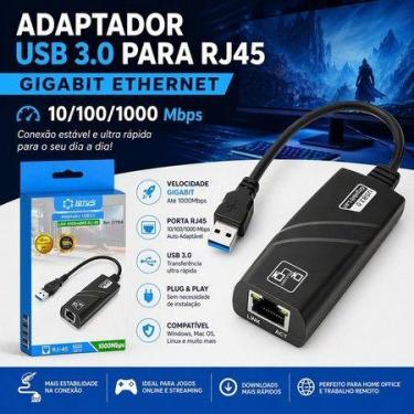 Imagem de Adaptador Ethernet Rede Usb Internet 10/100/1000 Mbps Gigabit RJ45 Pla