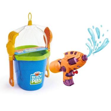 Imagem de COMP Kit Pistola de Água Com Baldinho Praia Balde Acessórios Brinquedo
