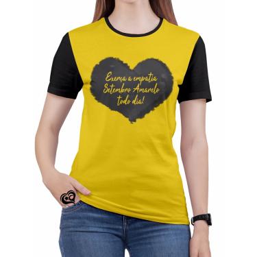 Imagem de Camiseta Setembro Amarelo Feminina blusa Coração