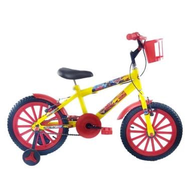 Imagem de Bicicleta Infantil Aro 16 Menino Amarelo/Vermelho Temas