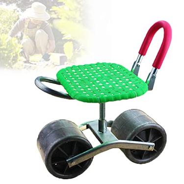 Imagem de Banco com rodízios para rotativo, assento de trabalho de rolamento de jardim com assento para mobilidade Suporte de jardim doméstico para materiais de cuidados de bandeja