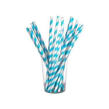 Imagem de Canudo De Papel Silverfestas Listras Azul Bebe C/20 Único