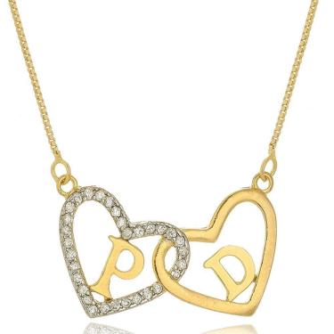 Imagem de Colar Personalizado Corações Entrelaçados Com Detalhe Em Zir