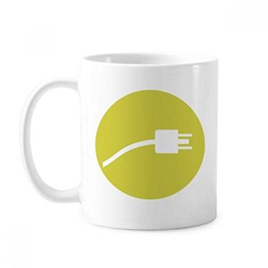 Imagem de Cabo de carregamento de plugue amarelo caneca padrão cerâmica xícara de café porcelana louça