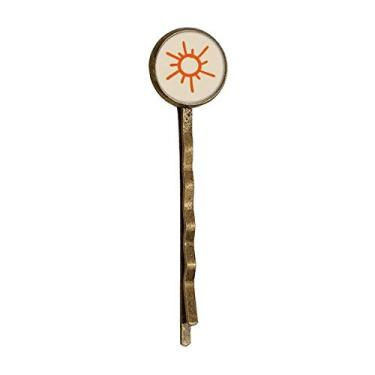 Imagem de Pintar à mão Orange Sun Sunshine Retro Metal Hair Bobby Pin Headwear