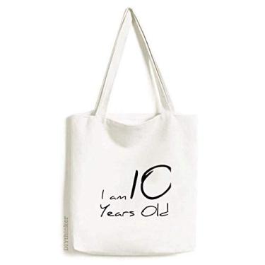 Imagem de Bolsa de lona I am 10 years old Age Young sacola de compras casual