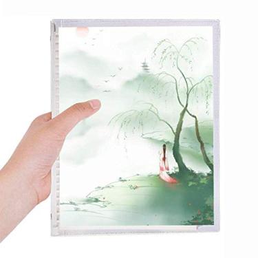 Imagem de Caderno de aquarela estilo chinês com tristeza Waterfront Diário de folhas soltas recarregável