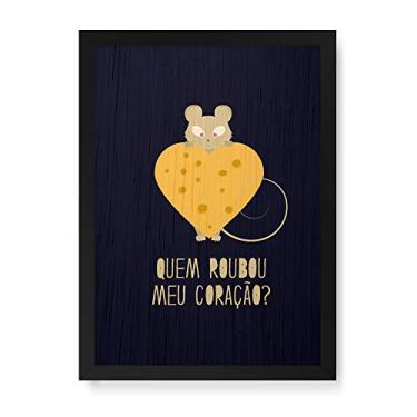Imagem de Arte Maníacos Quadro Decorativo em Madeira Quem roubou meu queijo - 23x16,25cm (Moldura caixa em laca preta)