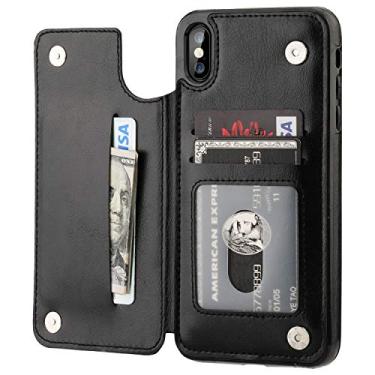 Imagem de Capa Case Carteira iPhone XS Max - Multifuncional 2 em 1 - Porta cartão e case. Tamanho 6.5" (iPhone XS MAX Preta)