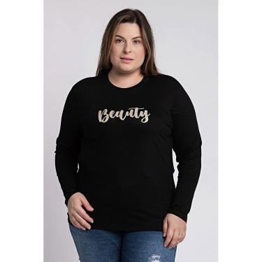 Imagem de Blusa Feminina Manga Longa em Malha Visco com Aplique "Beauty"