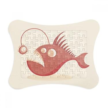 Imagem de Linda moldura de quebra-cabeça com ilustração de peixe lanterna de desenho animado enfeite de quebra-cabeça