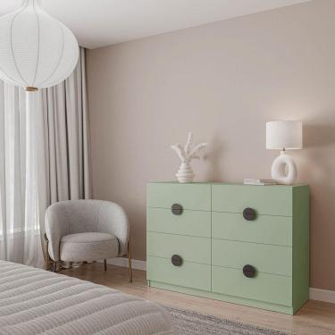 Imagem de Cômoda com 8 Gavetas Joy Cabecasa Madeiramadeira Verde