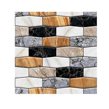 Imagem de Azulejos de mármore com design mais grosso para destacar e colar com 10 folhas, 30,48 cm x 30,5 cm, adesivo para cozinha, banheiro cor mármore preto