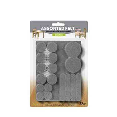 Imagem de Almofadas de feltro de lã premium para móveis/móveis, protetores de chão (cinza) de feltro resistente com autoadesivo, Variety Pack