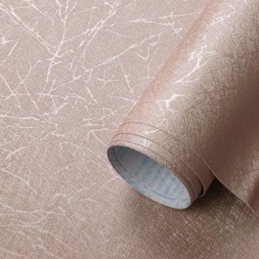 Imagem de GloryTik Papel de parede rosa de 45,5 cm x 49,5 cm, papel de parede texturizado de seda, papel de contato rosa, papel de parede autoadesivo removível, papel de parede espesso para decoração de