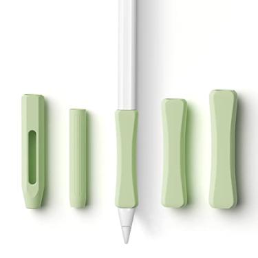 Imagem de Pacote com 5 alças para lápis compatíveis com Apple Pencil 2ª geração/USB-C/Pro de silicone com design ergonômico (verde menta)