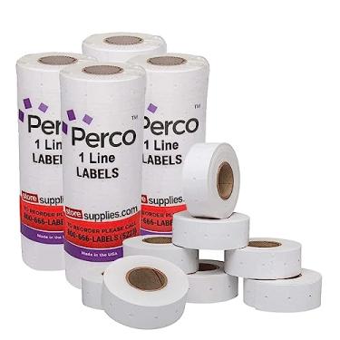 Imagem de Perco 1 linha de etiquetas brancas adesivas para freezer – 4 mangas, 32.000 etiquetas de preço em branco para armas Perco 1 linha de preço e data