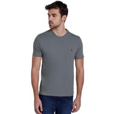 Imagem de Camiseta Dudalina Masculina V-Neck Essentials Black Icon Cinza Médio-Masculino