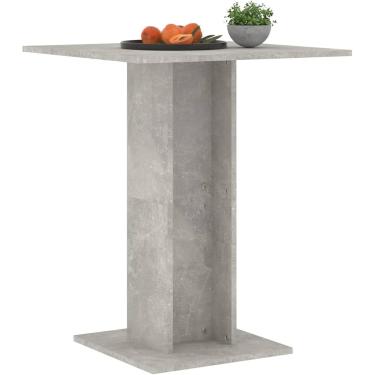 Imagem de Mesa de bistrô, mesa de bar quadrada, mesa de bar, pátio, jardim, jantar, café da manhã, suporte de mesa, casa, cozinha interna, sala de estar, móveis, cinza concreto, 60x60x75 cm, madeira p