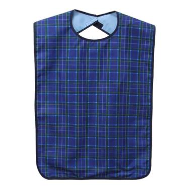 Imagem de Almencla Babador adulto para idosos, protetor de roupas, máquina resuável, lavável, ajustável, pano grande para comer para idosos, Azul
